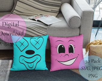 30 Wink Smiley Face SVG PNG JPEG, Digital Download