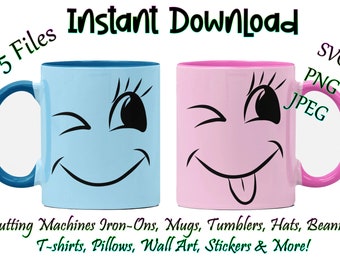 Wink Face SVG Files, Cute Cricut Designs (Digital Download)