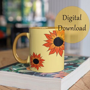 Sunflower Design 5 digitale Download Dateien PNG, JPEG & SVG Vektor, Tassen, Tassen, Hüte, Becher, Kissen, Wandkunst, Hoodies, Sunflower SVG