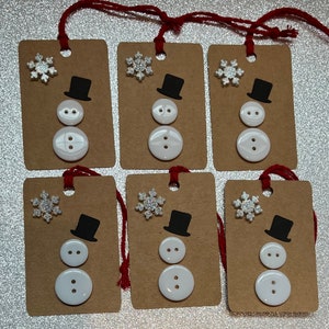 Frosty Button Snowmen Christmas Tags-Set of 6!