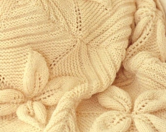 Heirloom Baby Blanket Leaf square Design DK and Aran Yarn PDF Knitting Pattern Instant Digital Download Etsy