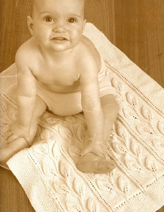 Heirloom Pram Rug Blanket 5ply yarn, PDF knitting pattern instant digital  download