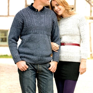 Pullover im Guernsey-Stil mit Rundhalsausschnitt Größe 85-135 cm Brustumfang Arangewicht Garn, PDF-Strickanleitung sofort digitaler Download