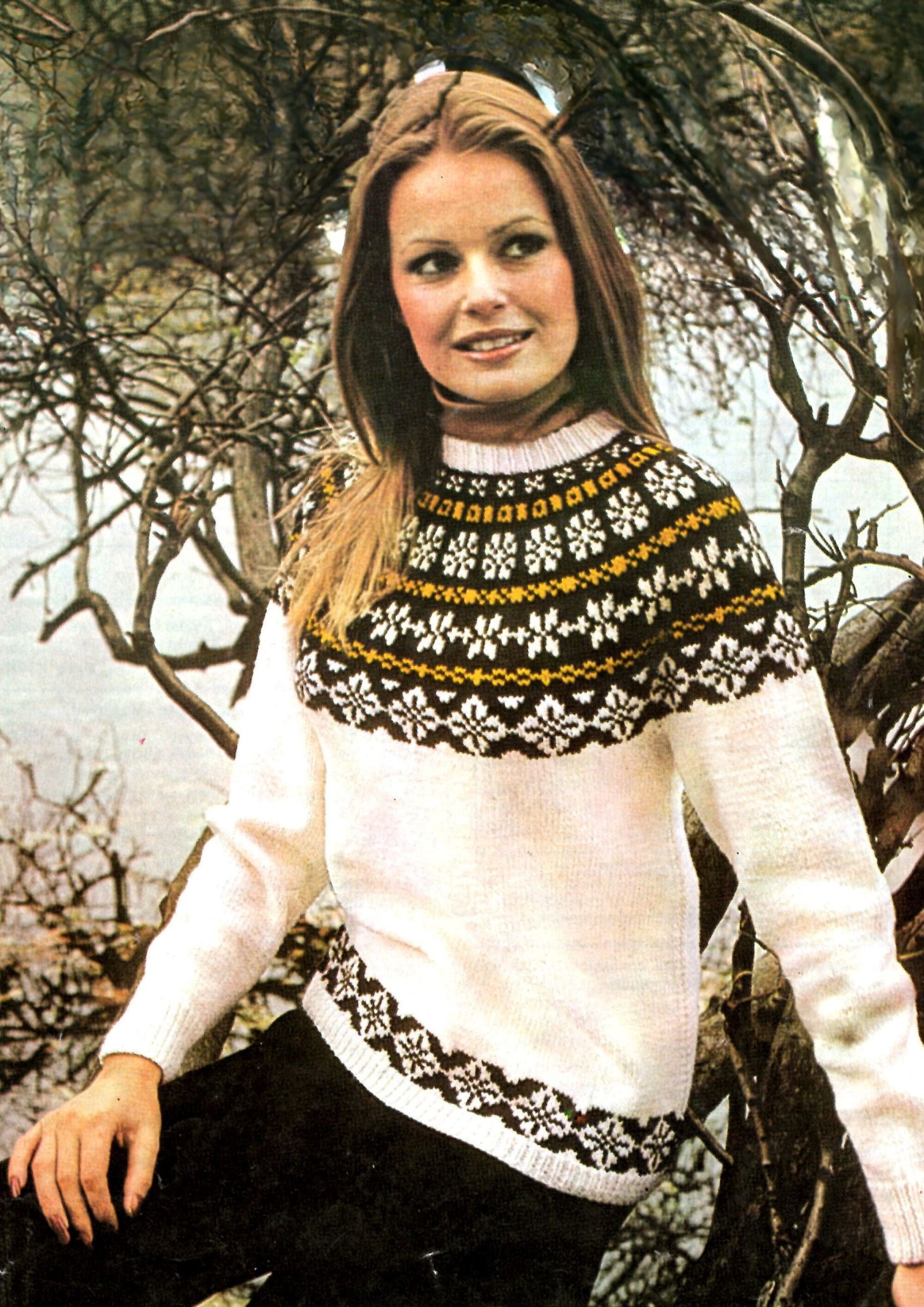 Fair Isle Pattern Crew Neck Sweater