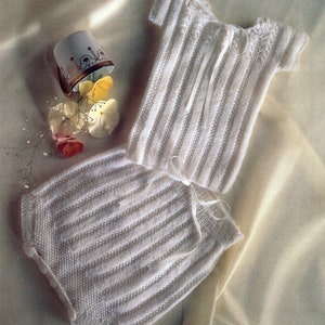 Heirloom Baby Vest and Pilch set size birth to 3 months 3ply, PDF knitting pattern instant digital download