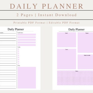 2022 - 2023 Daily Hourly Planner Templates, Printable Daily Agenda Template, Instant Download Printable PDF