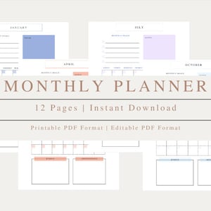 Monthly Planner Printable | Undated Month Pages | 2022 Monthly Calendar | Month Plan Calendar | Instant Download Planner