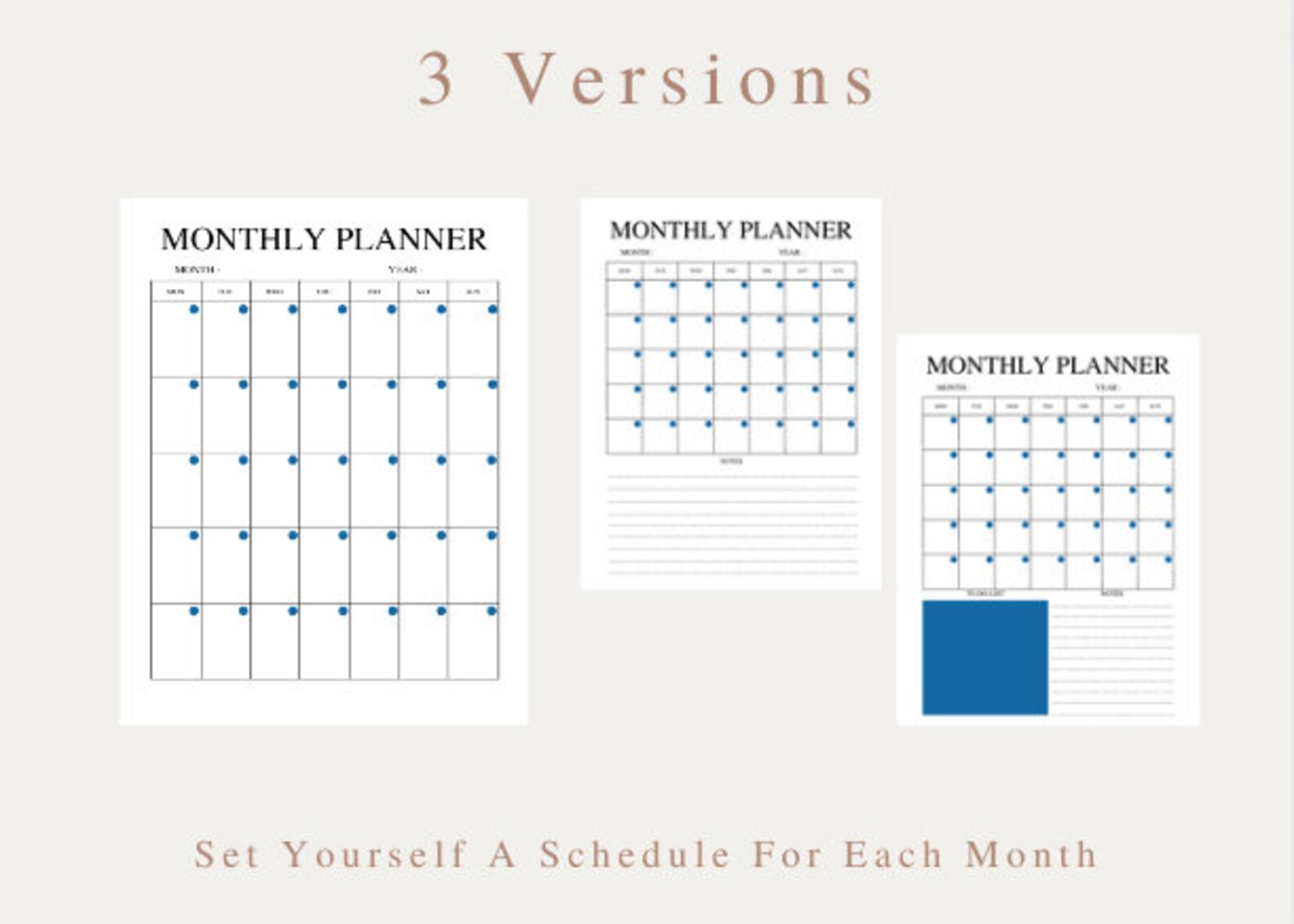 Monthly Planner Printable Undated Month Pages 2022 Monthly Calendar ...