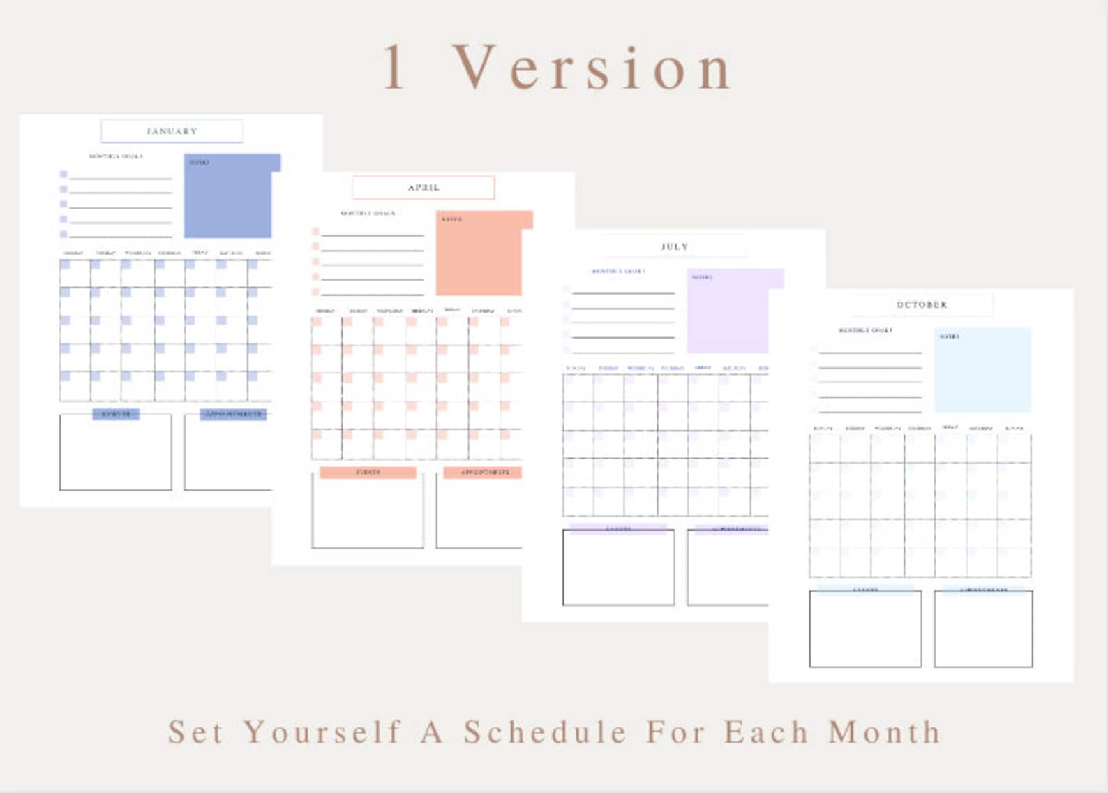 Monthly Planner Printable | Undated Month Pages | 2022 Monthly Calendar ...