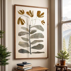 Impresión de flores abstractas / Arte dibujado a mano / Ilustración moderna / Arte mural botánico / Impresiones de pared de tendencia / Póster de flores / Impresión de bellas artes