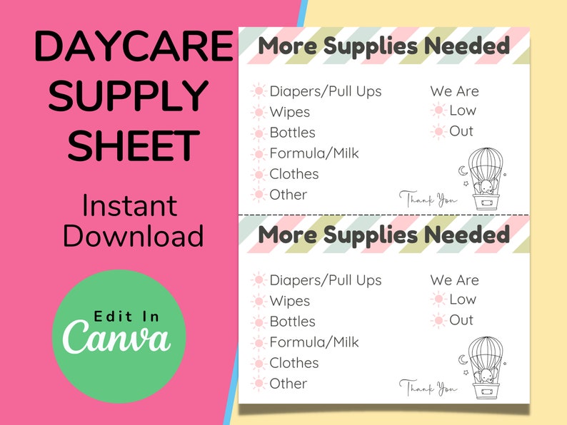 Daycare Template Childcare Printables Canva Template Daycare - Etsy