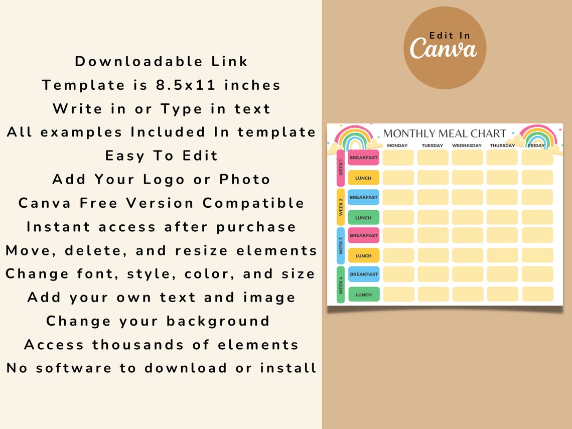 Daycare Template Childcare Printables Canva Template Daycare Meal ...