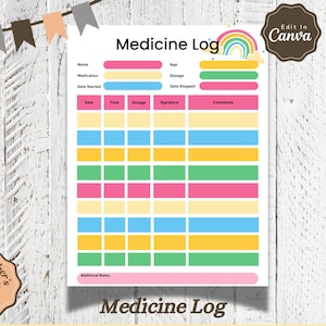 Daycare Medicine Log Daycare Template Childcare Printable Canva Template Daycare Forms Childcare Templates Daycare Medical Form Home Daycare
