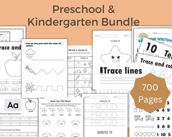 Preschool Worksheet Bundle | Printable Early Learning Activities | Kids Skill Practice Pages | Toddler Pre-K Homeschool Worksheets