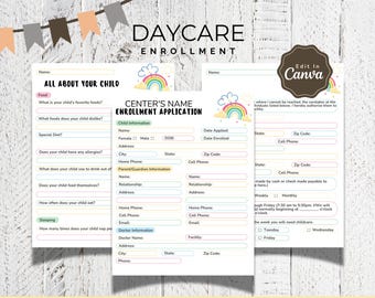Rainbow Kindergarten Einschulung | Bearbeitbar Kinderpflege Anwendung | Druckbares Registrierungspaket für die Vorschule | Bunter Familien-Anmeldebogen