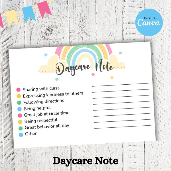 Daycare Notes Etsy