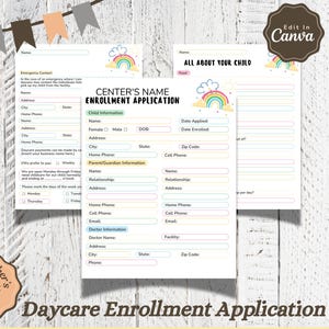 Daycare Template Childcare Printables Canva Template Daycare Forms Childcare Templates Daycare Enrollment Form In Home Daycare Templates