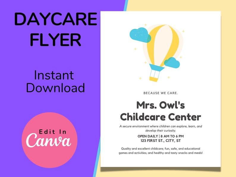 Daycare Template Childcare Printables Canva Template Daycare - Etsy