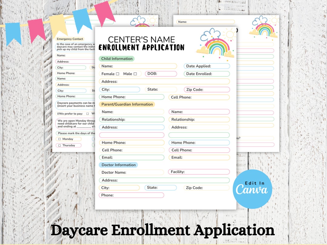 Daycare Template Childcare Printables Canva Template Daycare Forms Daycare Template Childcare Printables Canva Template Daycare Forms
