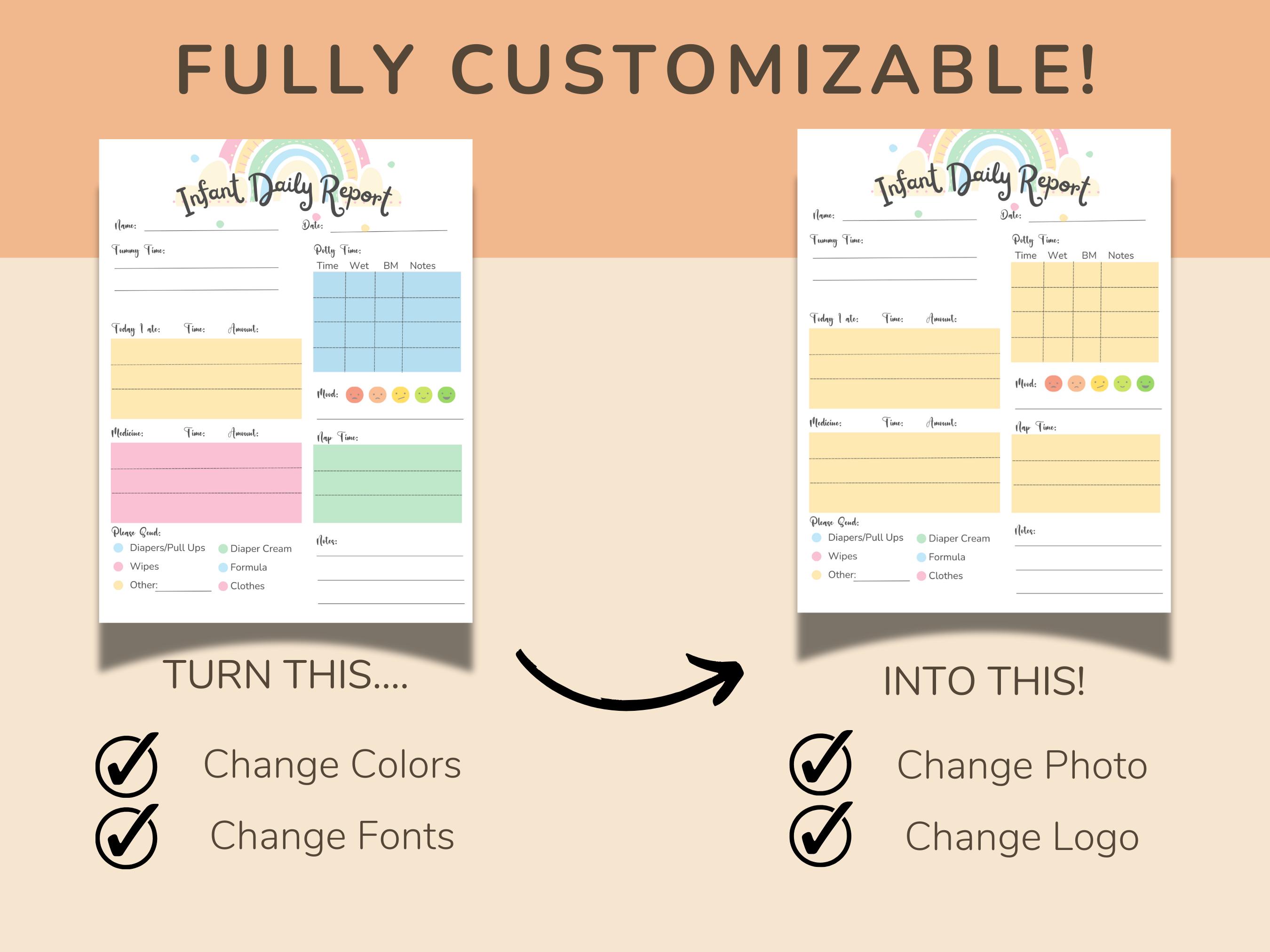 Daycare Template Childcare Printables Canva Template Daycare Forms