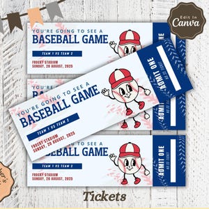 Baseball Game Ticket Personalisierte MLB Spielkarten Anpassbare Baseball Event Ticket Vorlage für Sportfans Retro Baseball