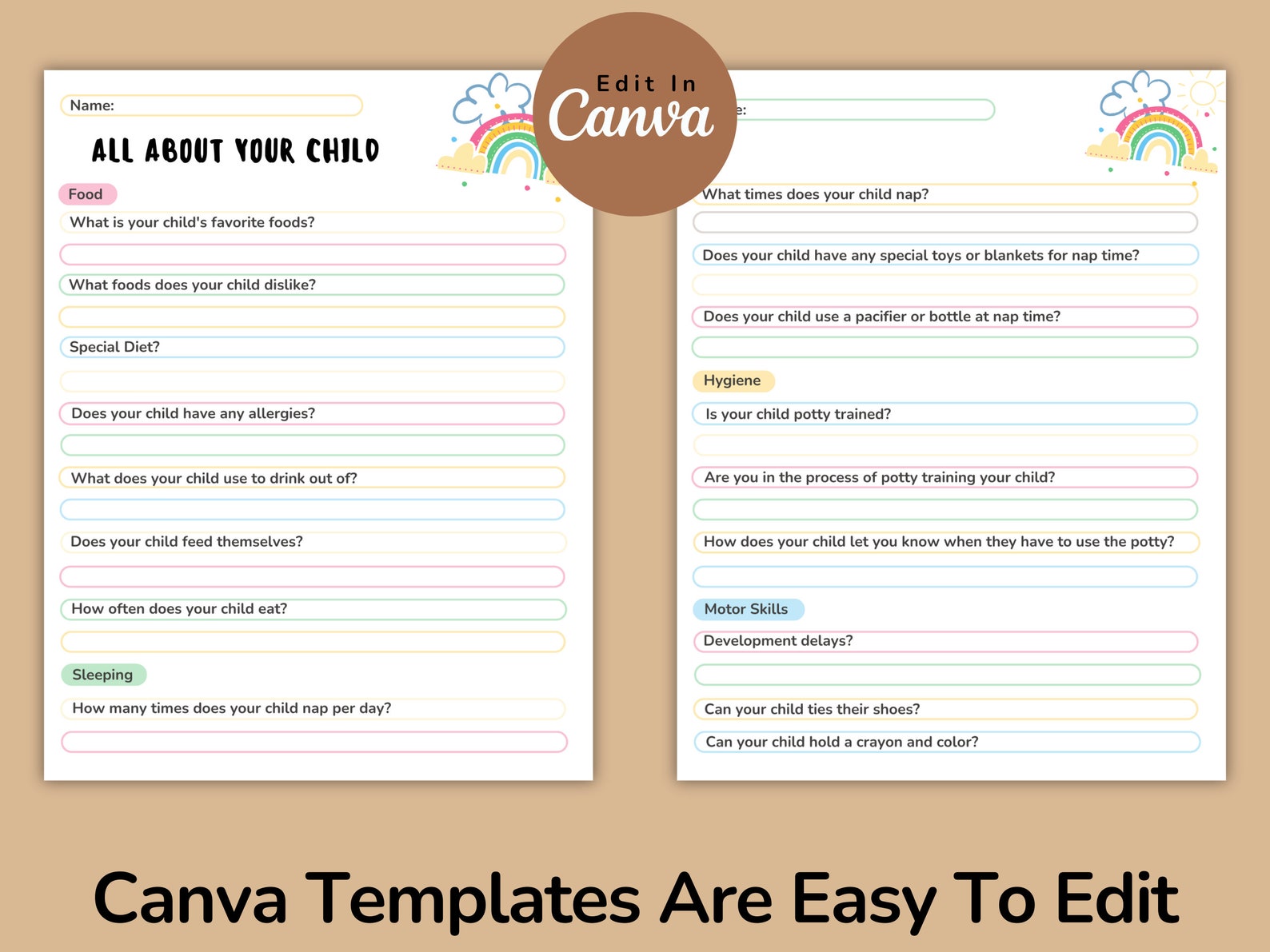 Daycare Template Childcare Printables Canva Template Daycare Forms