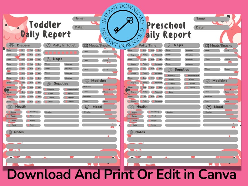 Daycare Template Childcare Printables Canva Template Daycare Etsy