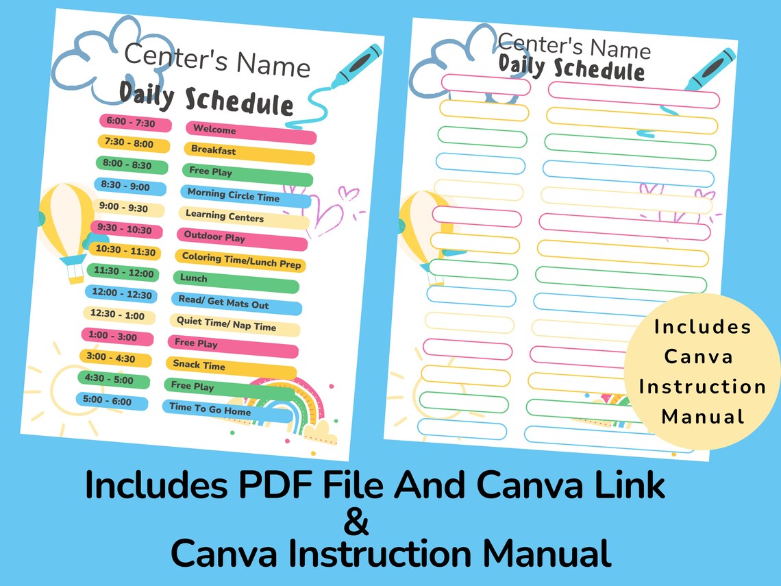 Daycare Template Childcare Printables Canva Template Daycare - Etsy
