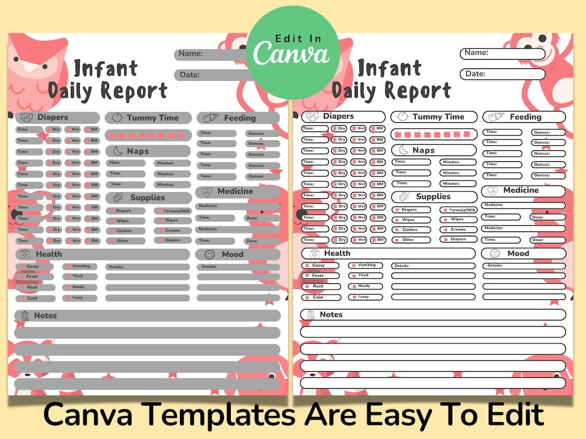 Daycare Template Childcare Printables Canva Template Daycare Etsy
