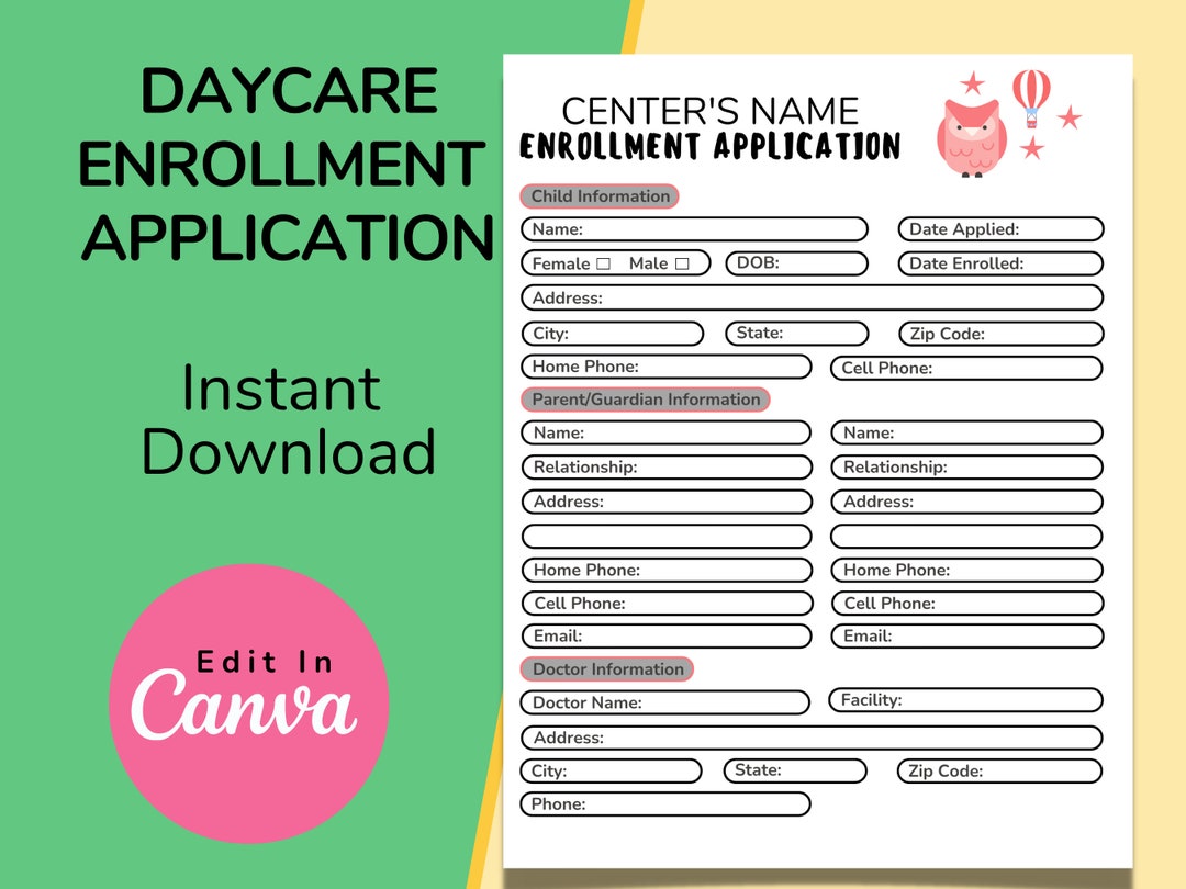 Daycare Template Childcare Printables Canva Template Daycare Etsy
