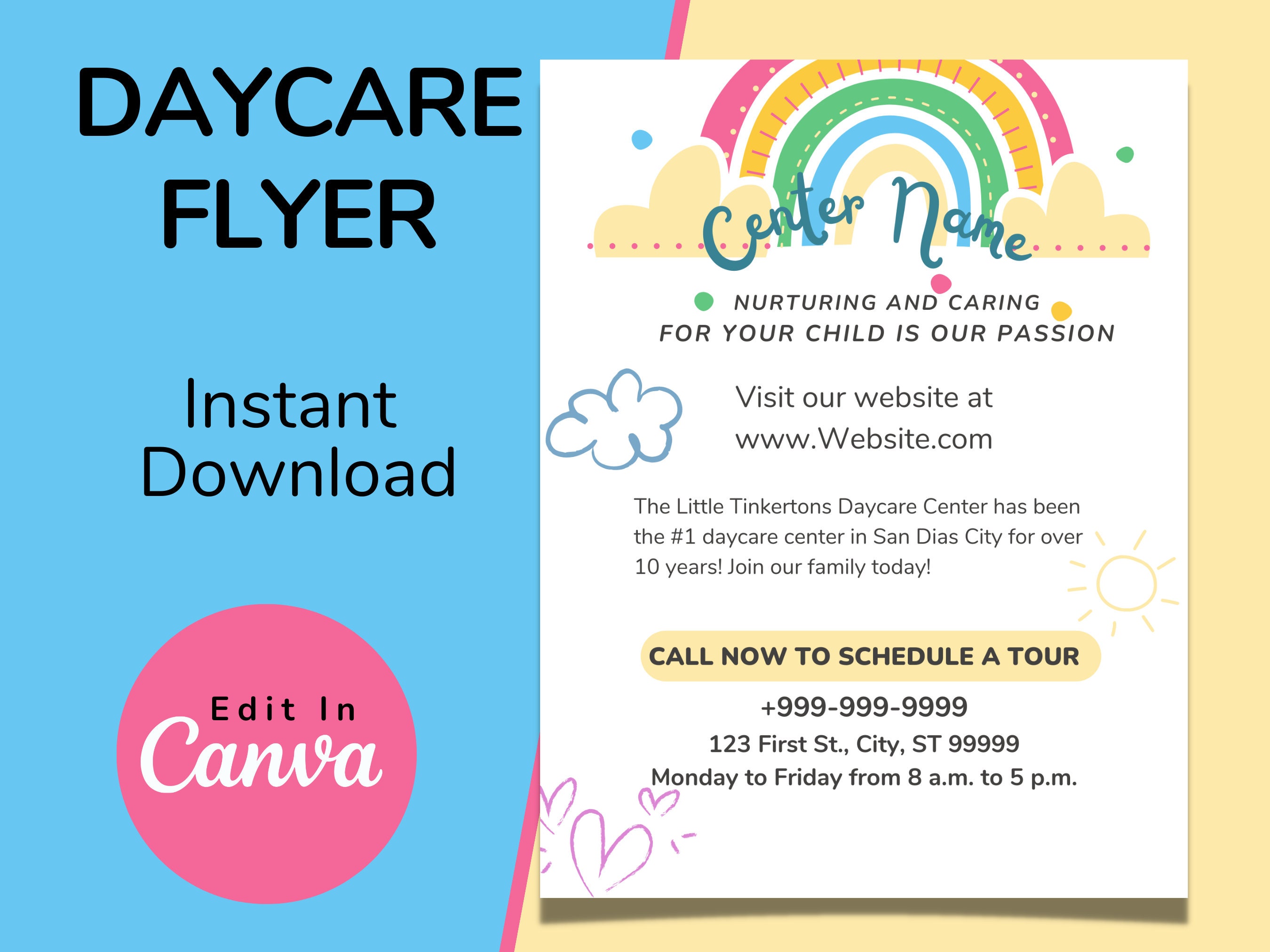 Daycare Template Childcare Printables Canva Template Daycare - Etsy Canada