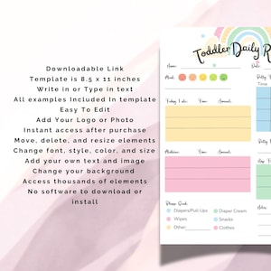 Rainbow Daycare Daily Report Sheet | Editable Childcare Communication ...