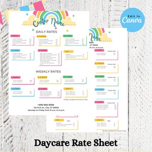 Daycare Rate Sheet Daycare Template Childcare Printables Canva Etsy Daycare Rate Sheet Daycare Template Childcare Printables Canva Etsy