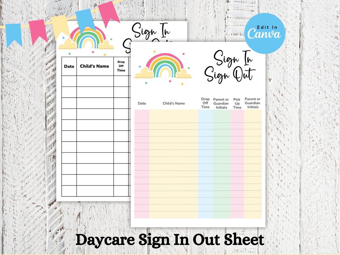 Daycare Template Childcare Printables Canva Template Daycare Forms ...