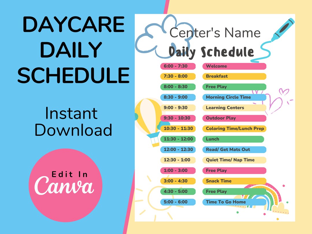 Daycare Template Childcare Printables Canva Template Daycare - Etsy