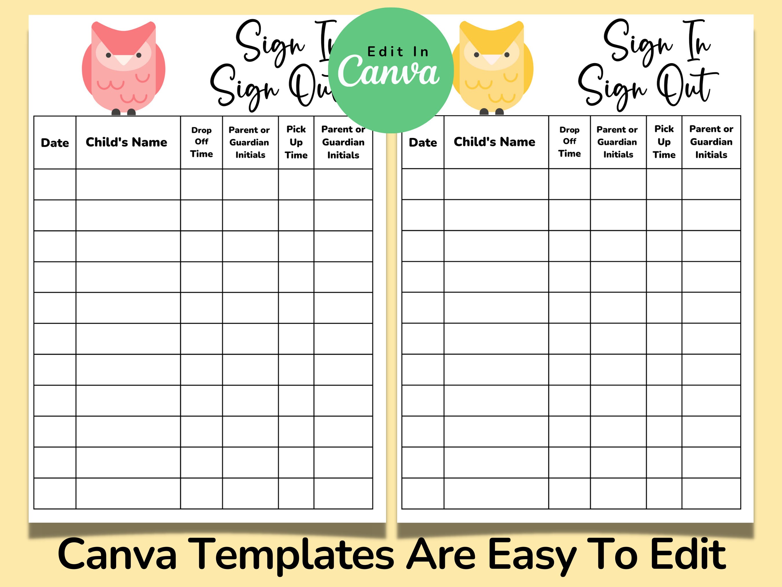 Daycare Template Childcare Printables Canva Template Daycare Etsy