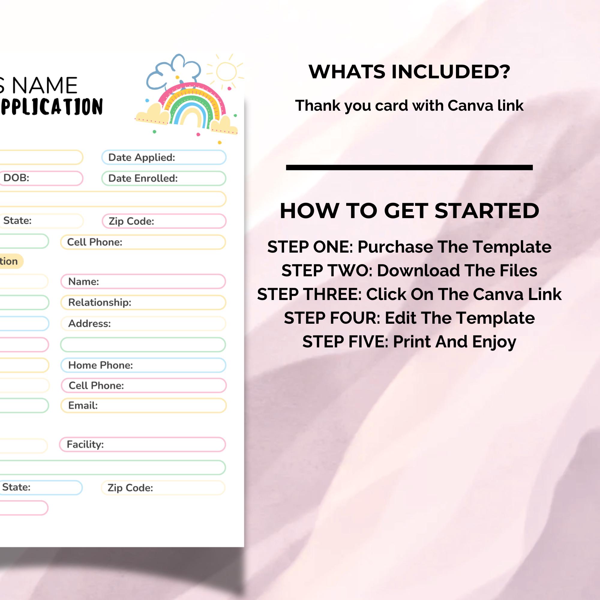 Rainbow Daycare Enrollment Form | Editable Childcare Application ...
