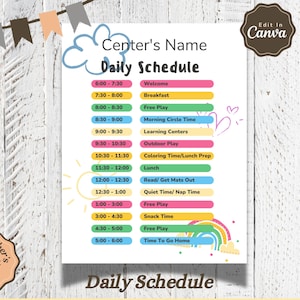 Daycare Template Childcare Printables Canva Template Daycare Forms Childcare Templates Preschool Daily Schedule In Home Daycare Templates