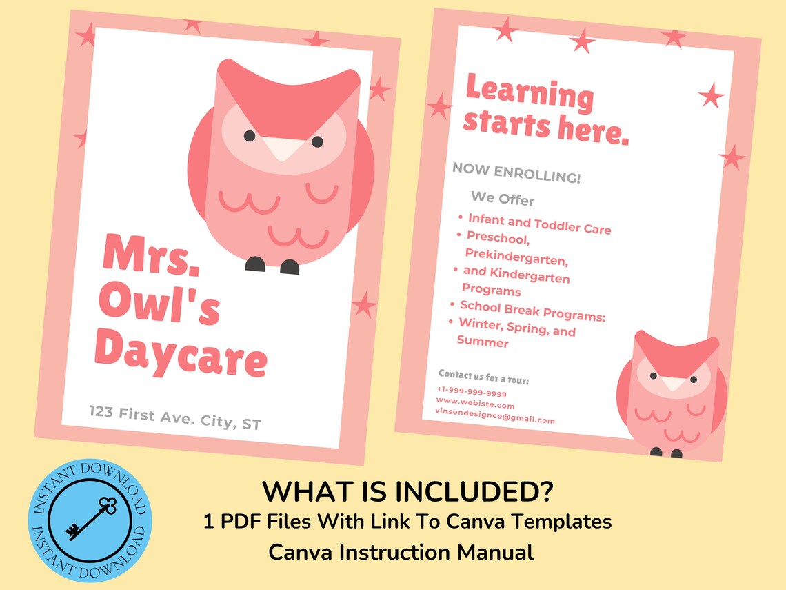 Daycare Template Childcare Printables Canva Template Daycare Etsy