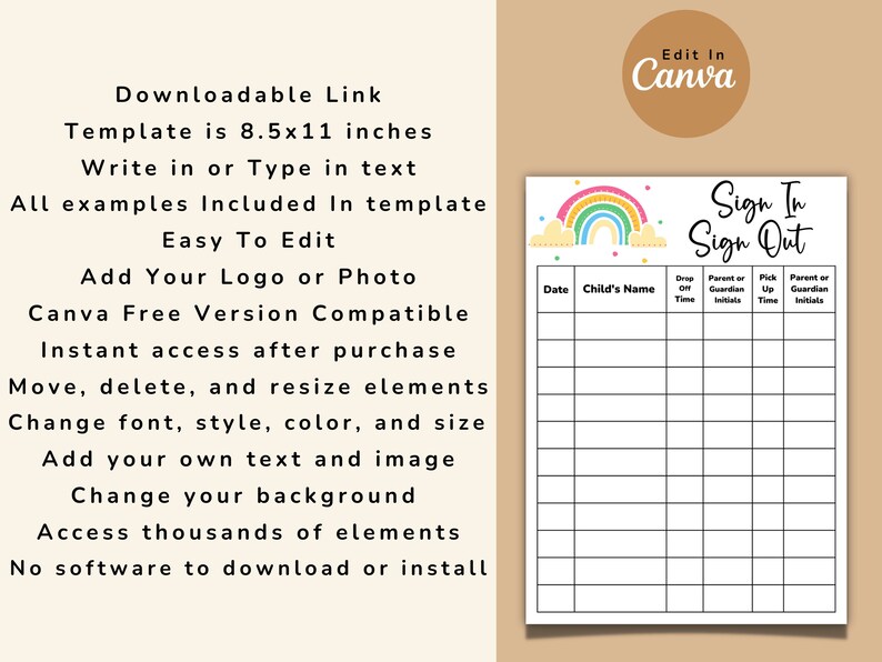 Daycare Template Childcare Printables Canva Template Daycare Forms ...