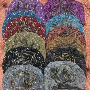 Shimmery Knotted Headband: Elegant Polyester Turban Hair hexagon/Sequence Accessory hat