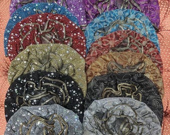 Shimmery Knotted Headband: Elegant Polyester Turban Hair hexagon/Sequence Accessory hat