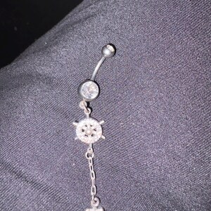 Long chain 14 gauge dangling/Anchor surgical steel hypoallergic C.Z belly/navel ring Anchor Dangling