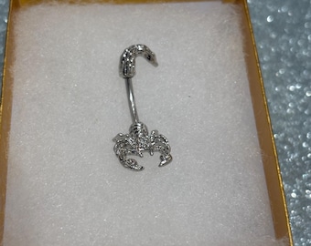 Magnificently detailed Scorpion with C.Z surgical steel, hypoallergic belly/navel ring