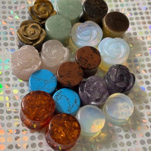 Precious Crystal double flared stone plugs/Earrings/Ear Gauges Sold by PAIR