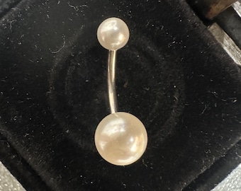 14GDainty white pearl ball/snowman/Pineapple hypoallergic surgical steel belly/naval ring
