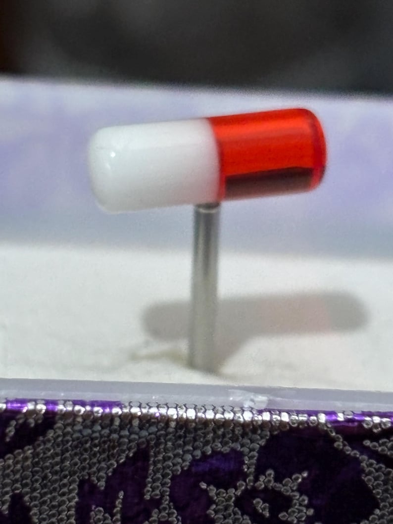 Surgical Steel Pill, whitstle, knocker,Tickler Tongue Ring: Hypoallergenic Barbell jewelry 14 Gauge Red Pill