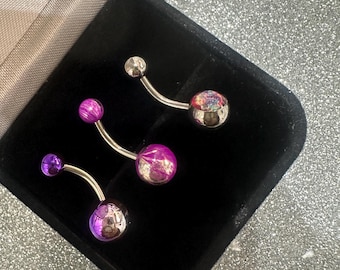 14G Multi color Rainbow Belly/Naval Ring: Hypoallergenic Surgical Steel
