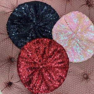 Vintage 1960s Sequin Juliet Cap Beret Made in Italy Iridescent Shimmer Disco Hat Vintage 1960s sequin juliet - Gem main image 3