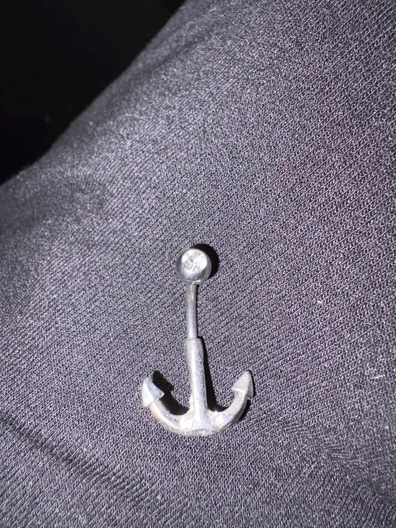 Long chain 14 gauge dangling/Anchor surgical steel hypoallergic C.Z belly/navel ring Anchor Non dangling